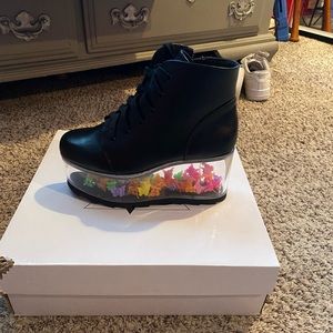 Platform boots with clear bottom